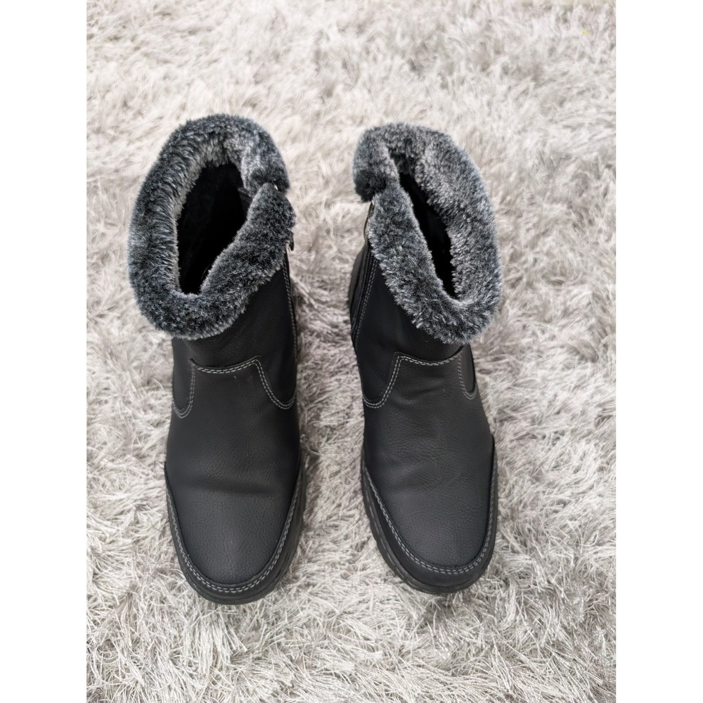 Khombu Addison Womens Black Faux Fur Trim Ankle‎ Winter Boots Size 8